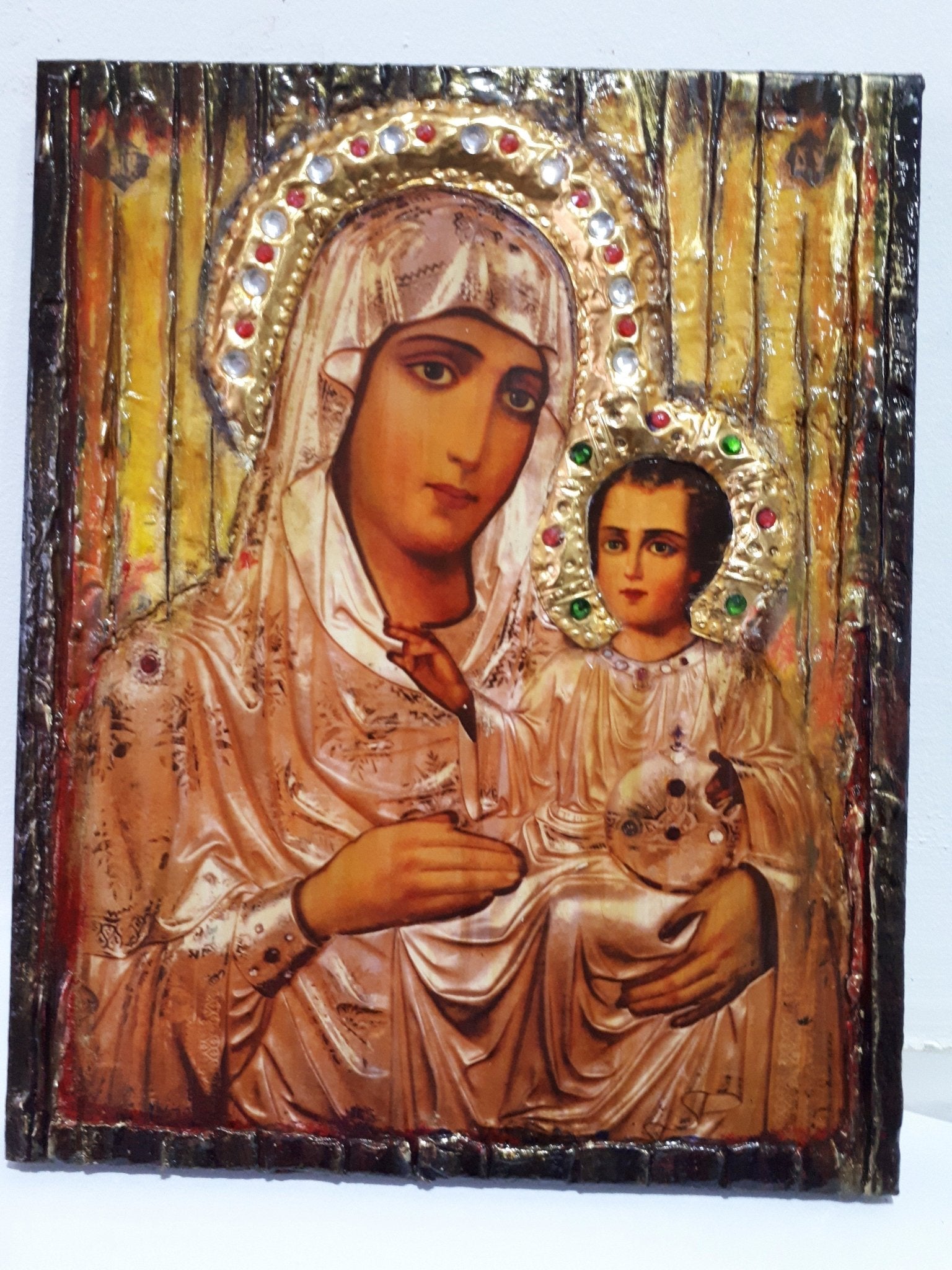 Virgin Mary of Jerusalem with Jesus Icon-Orthodox Greek Byzantine Icons - Vanas Collection