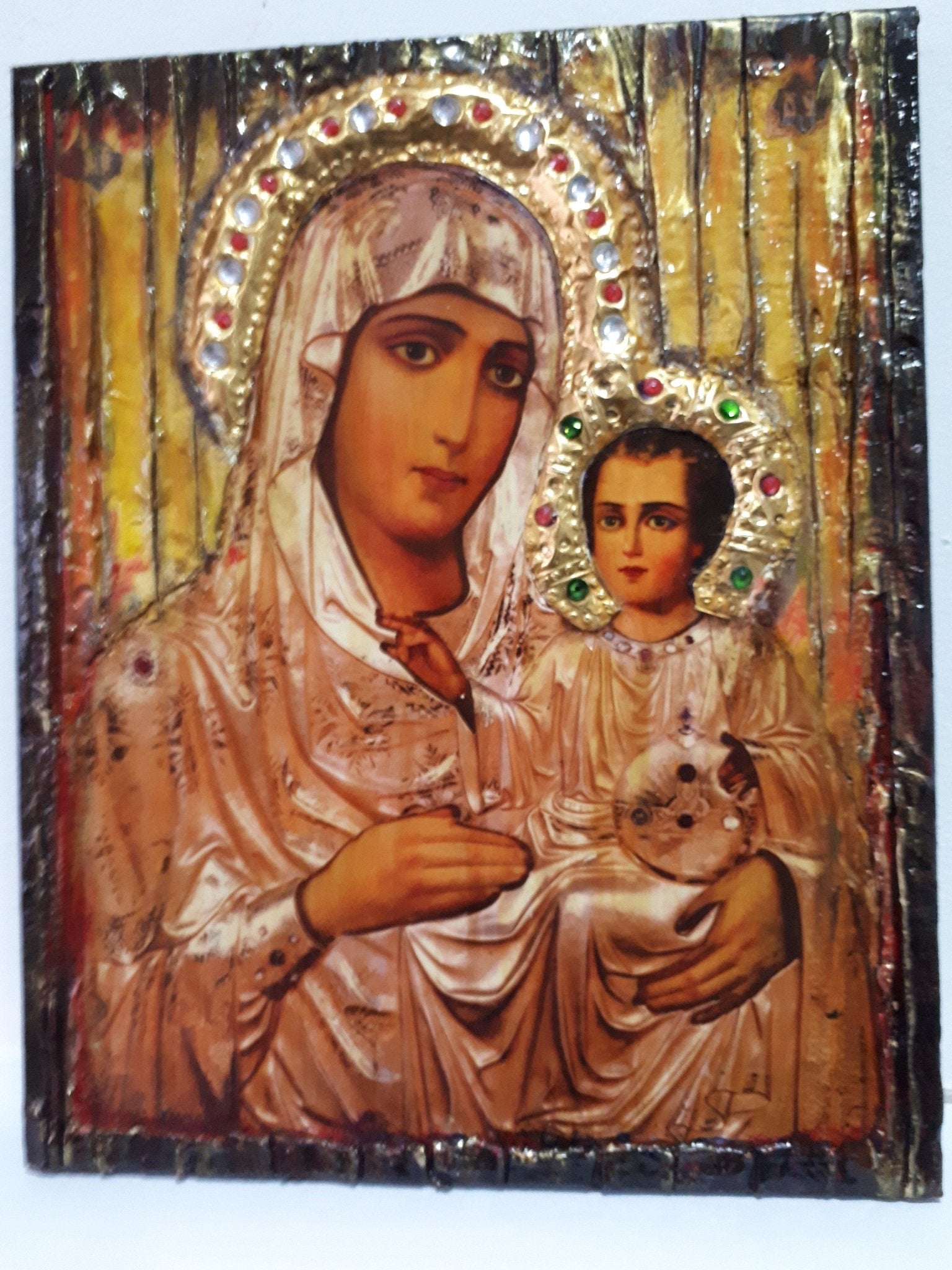 Virgin Mary of Jerusalem with Jesus Icon-Orthodox Greek Byzantine Icons - Vanas Collection