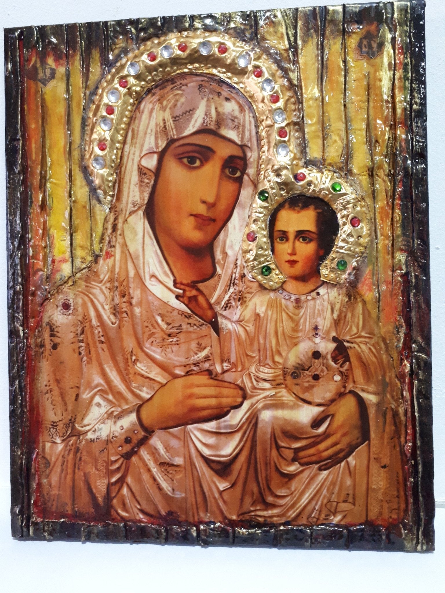 Virgin Mary of Jerusalem with Jesus Icon-Orthodox Greek Byzantine Icons - Vanas Collection