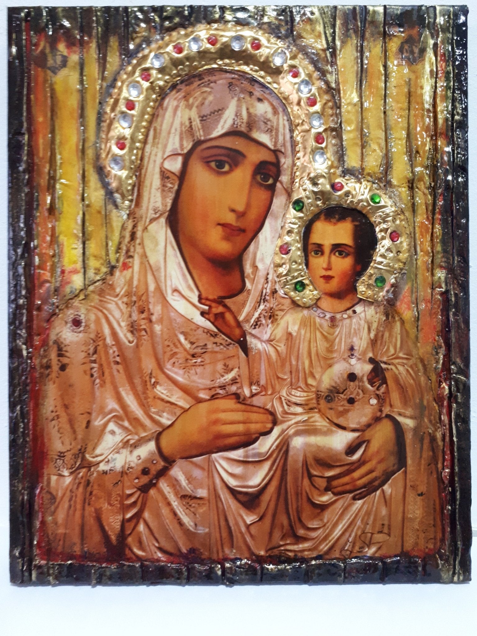 Virgin Mary of Jerusalem with Jesus Icon-Orthodox Greek Byzantine Icons - Vanas Collection