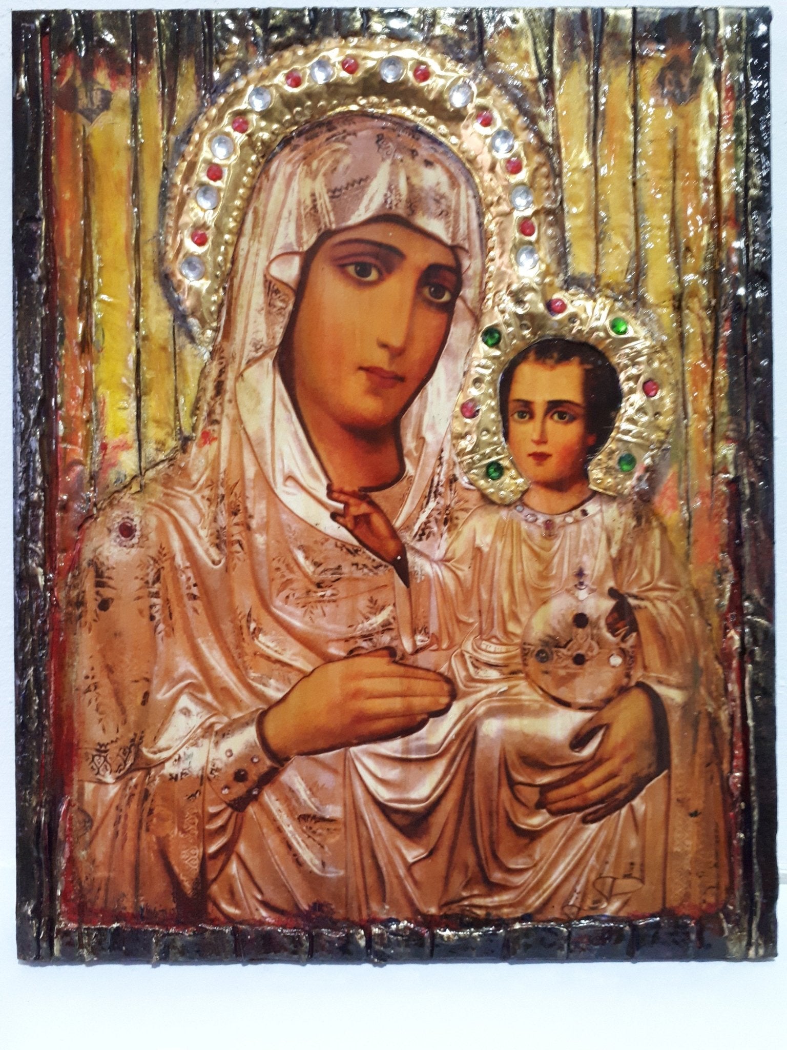 Virgin Mary of Jerusalem with Jesus Icon-Orthodox Greek Byzantine Icons - Vanas Collection
