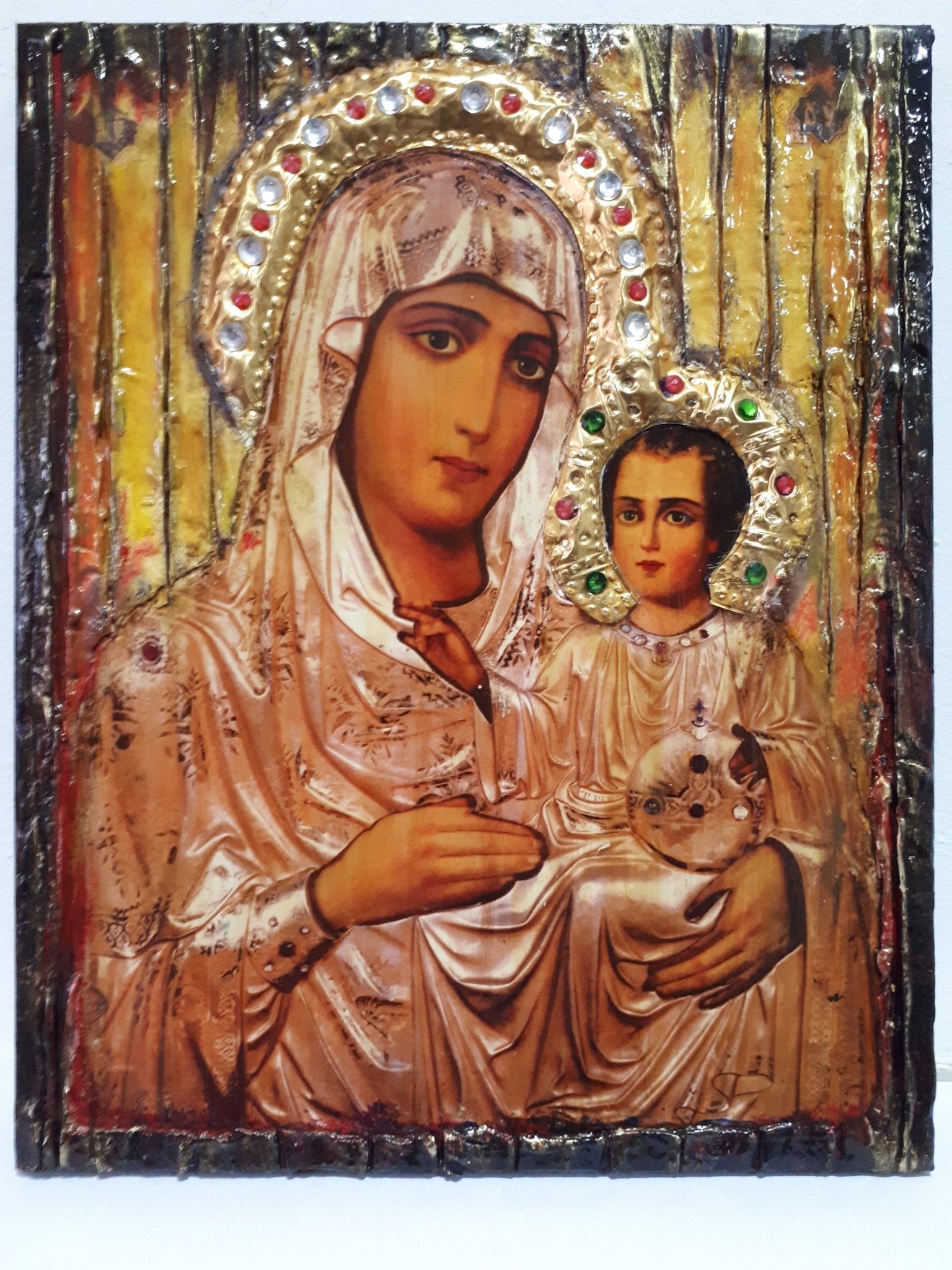 Virgin Mary of Jerusalem with Jesus Icon-Orthodox Greek Byzantine Icons - Vanas Collection