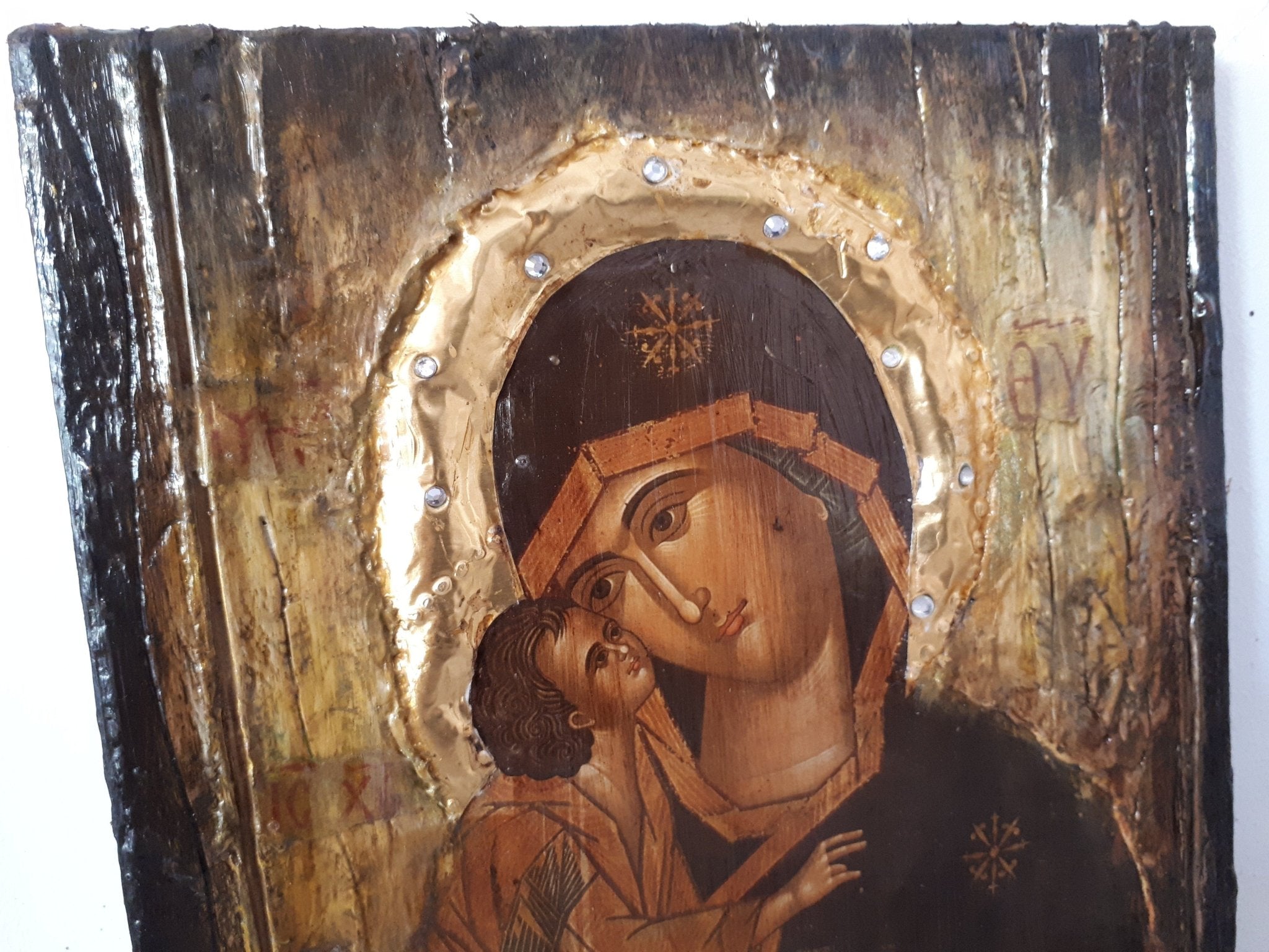 Virgin Mary of Love Donskaya Russian Icon-Orthodox Antique Style Icon - Vanas Collection