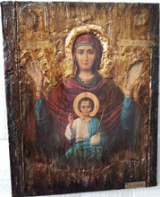 Load image into Gallery viewer, Virgin Mary of Vlahernon Icon-Handmade Greek Orthodox Byzantine Icons Antique - Vanas Collection