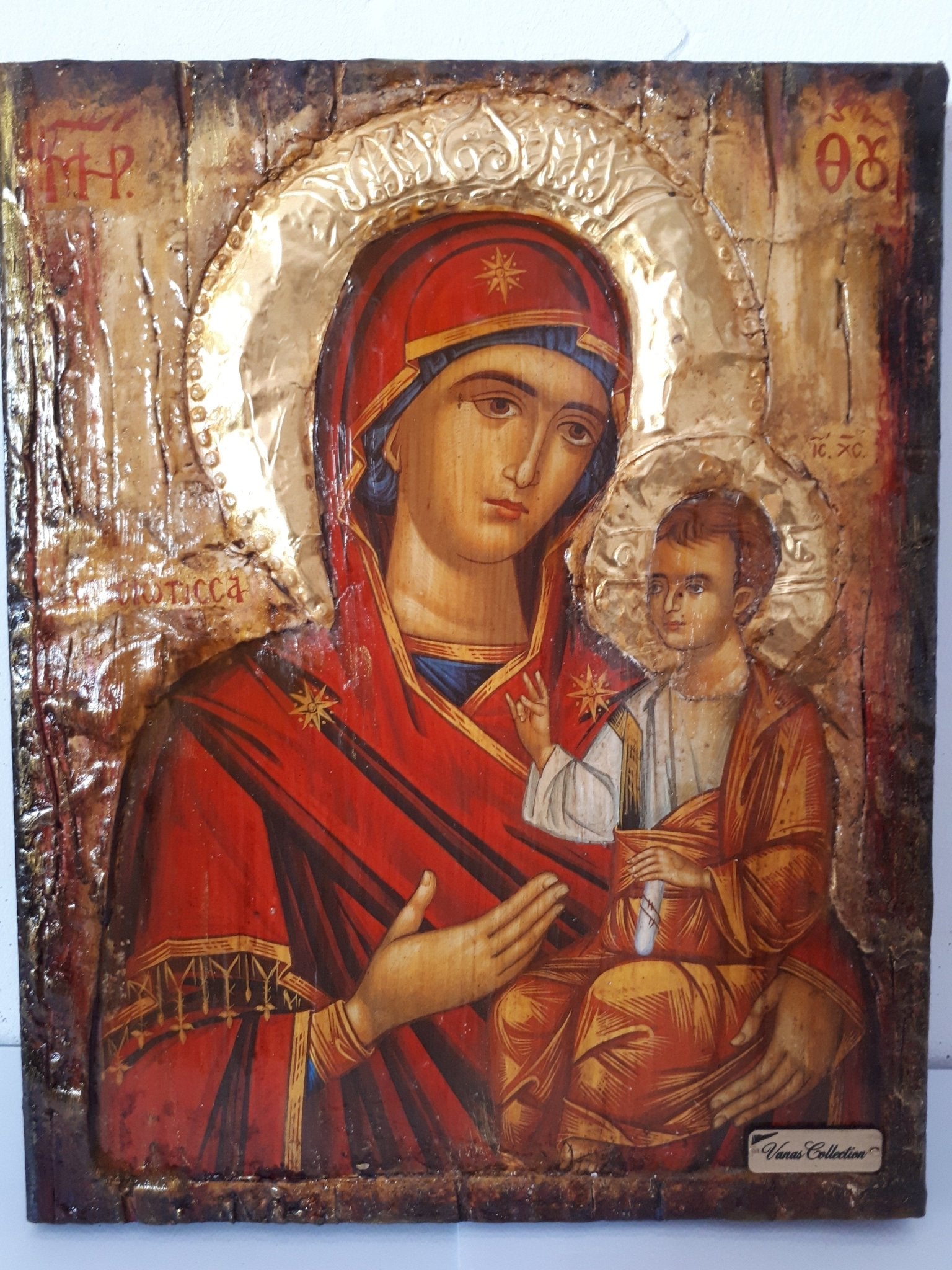 Virgin Mary-Panagia of Prousiotissa-Religious Greek Byzantine Antique Style Icons - Vanas Collection