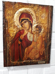 Virgin Mary Panagia Paramythia-Orthodox Greek Byzantine Wood Antique Style Icons - Vanas Collection