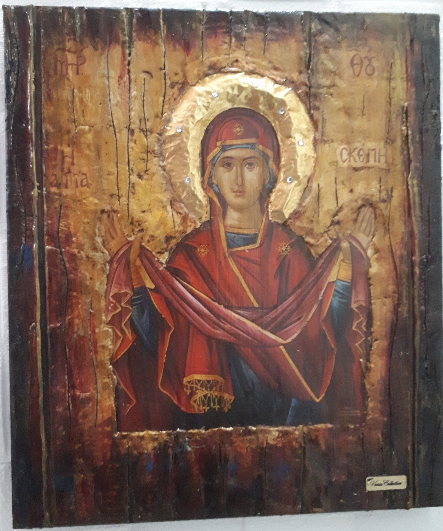 Virgin Mary Panagia Theoskepasti Greek Handmade Orthodox Byzantine Russian Icons - Vanas Collection