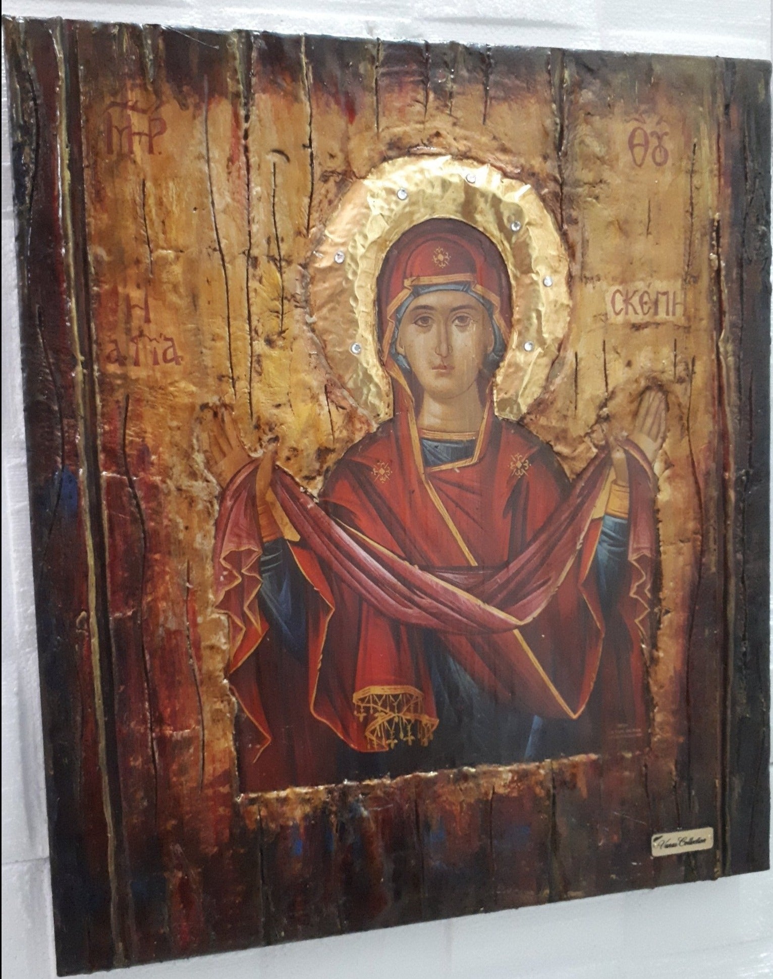 Virgin Mary Panagia Theoskepasti Greek Handmade Orthodox Byzantine Russian Icons - Vanas Collection