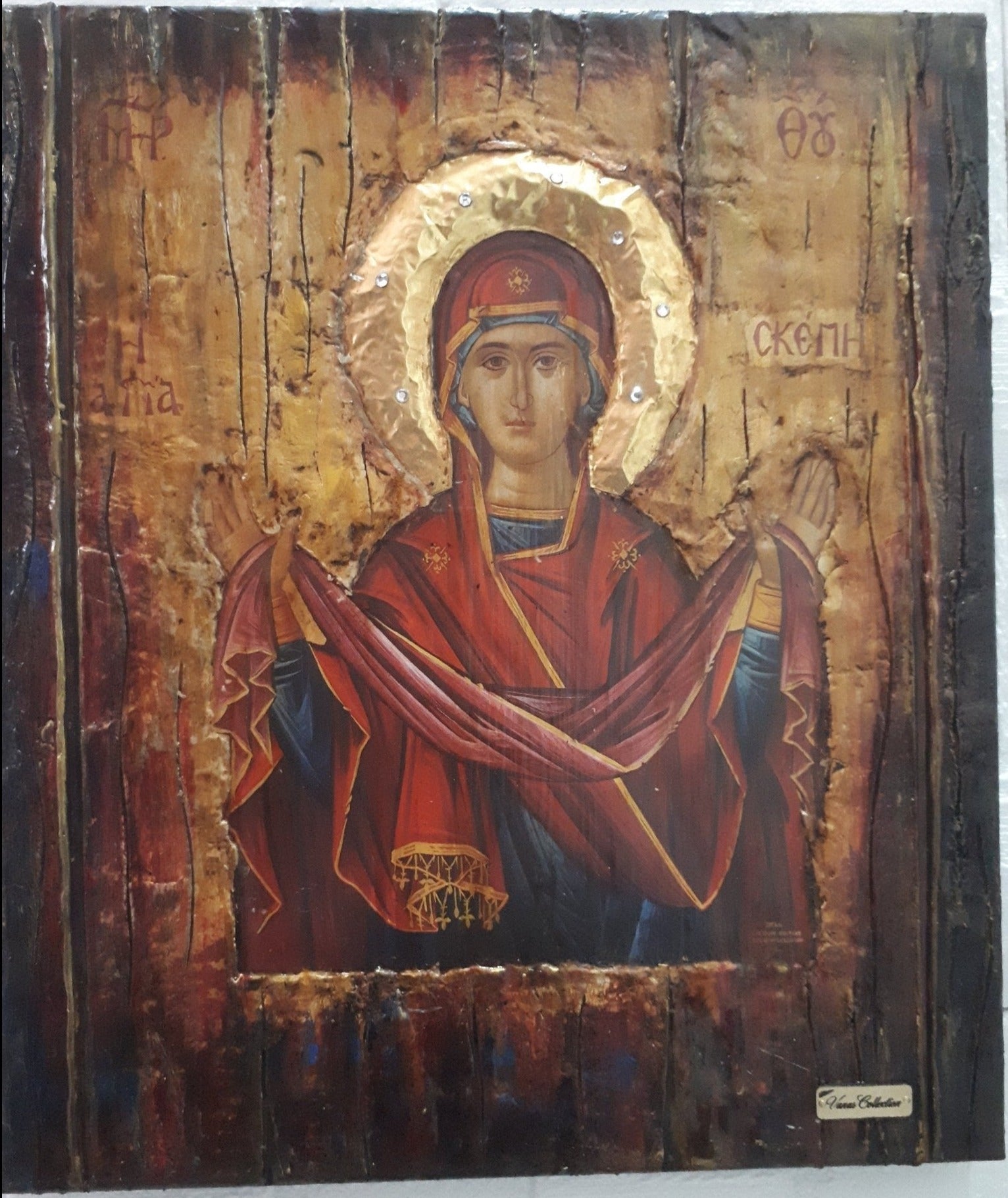 Virgin Mary Panagia Theoskepasti Greek Handmade Orthodox Byzantine Russian Icons - Vanas Collection