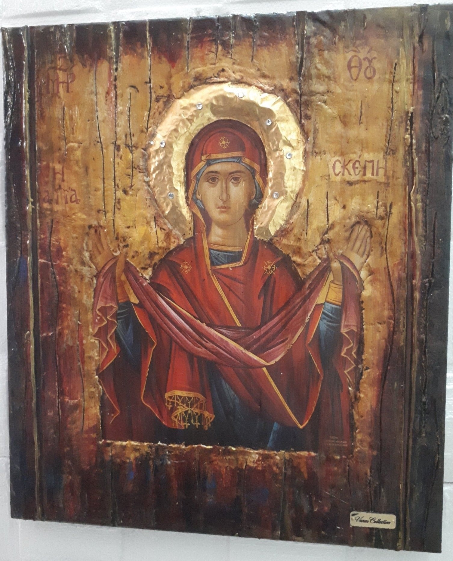 Virgin Mary Panagia Theoskepasti Greek Handmade Orthodox Byzantine Russian Icons - Vanas Collection