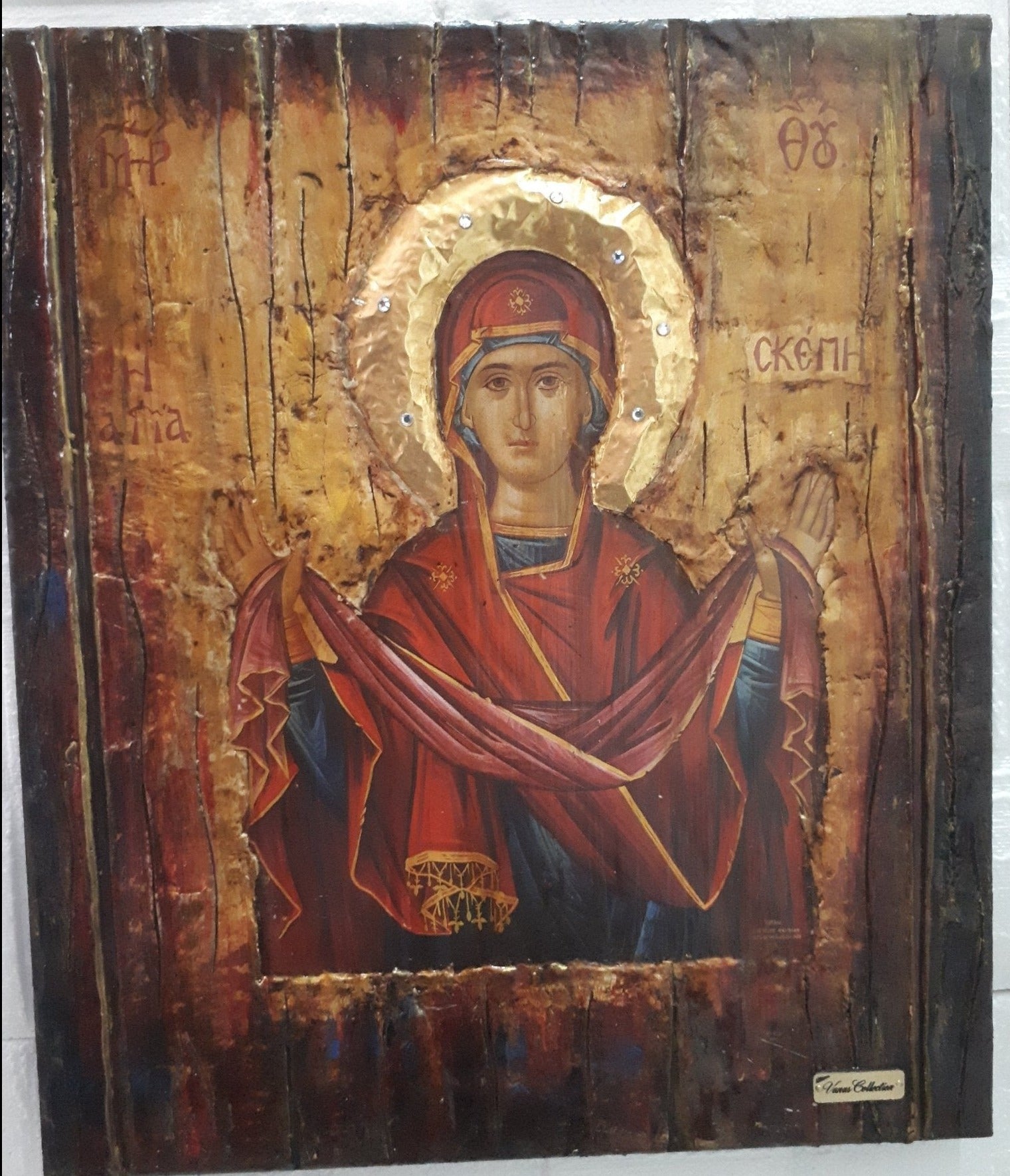 Virgin Mary Panagia Theoskepasti Greek Handmade Orthodox Byzantine Russian Icons - Vanas Collection