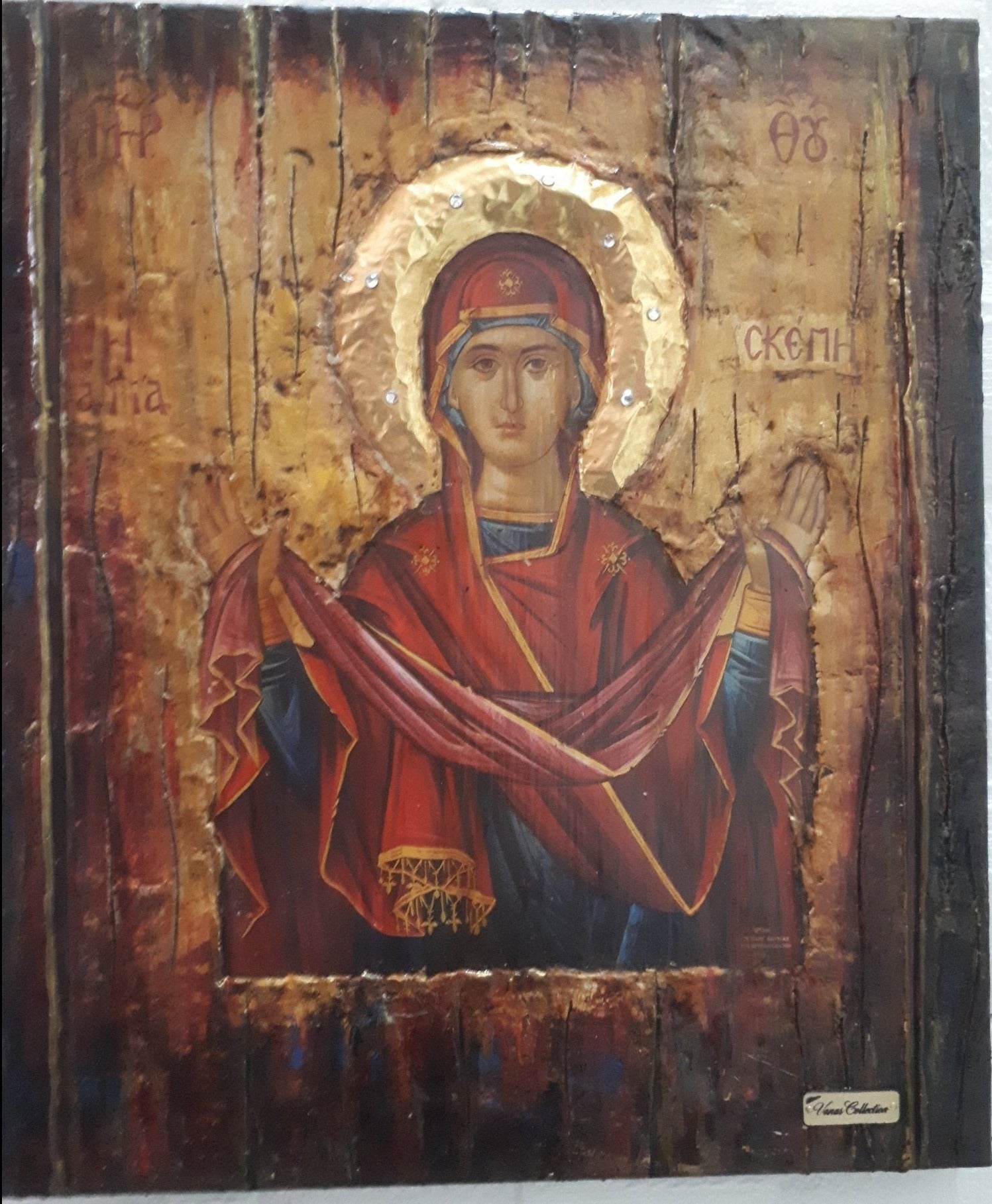 Virgin Mary Panagia Theoskepasti Greek Handmade Orthodox Byzantine Russian Icons - Vanas Collection