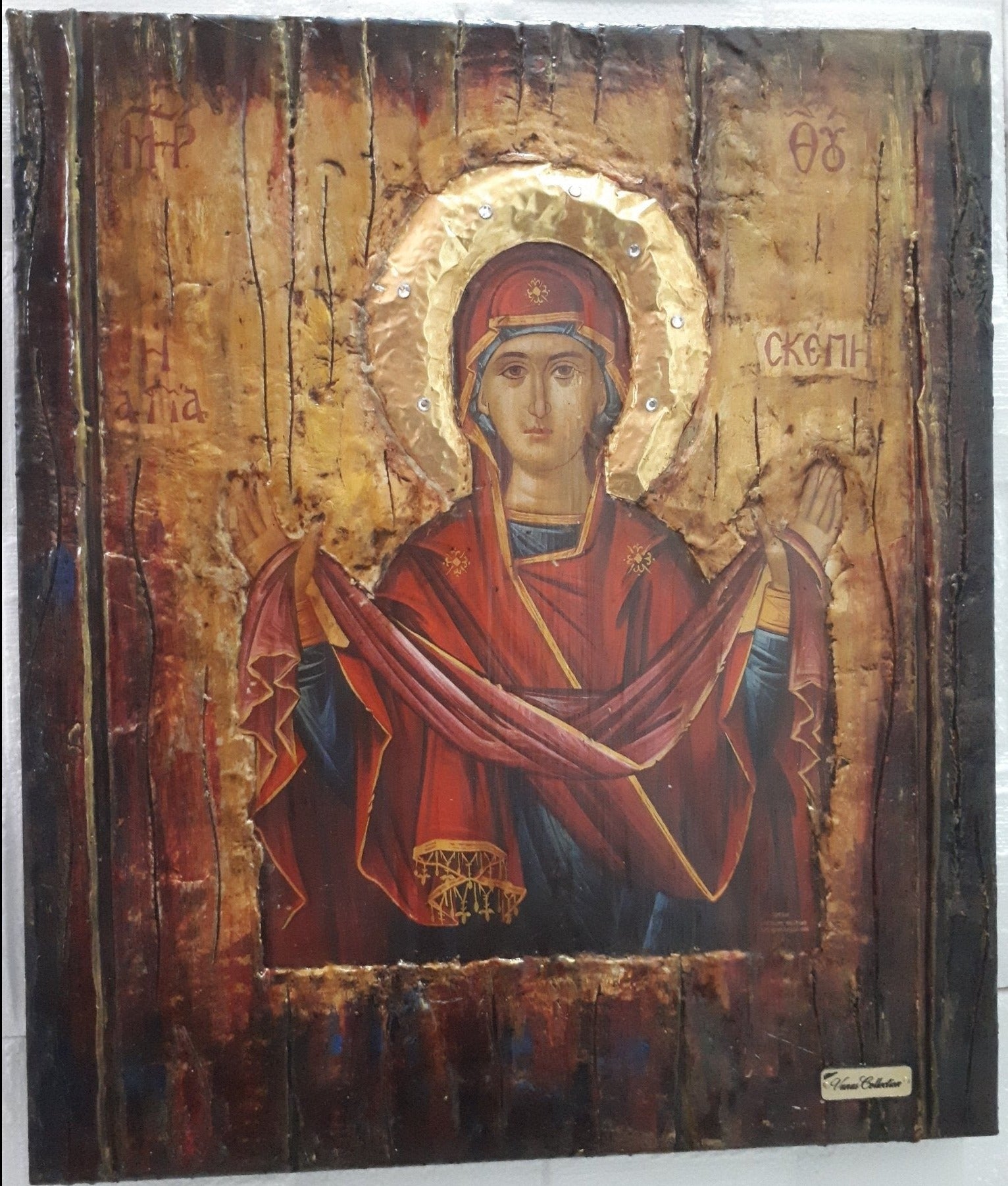 Virgin Mary Panagia Theoskepasti Greek Handmade Orthodox Byzantine Russian Icons - Vanas Collection