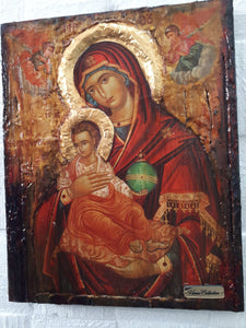 Virgin Mary Panagia Therapevousa Icon-Orthodox Greek Byzantine Handmade Icons - Vanas Collection