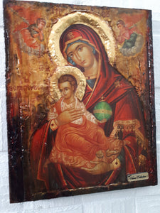 Virgin Mary Panagia Therapevousa Icon-Orthodox Greek Byzantine Handmade Icons - Vanas Collection