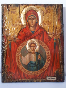 Virgin Mary PLATYTERA OURANON-Jesus Christ Christianity Orthodox Byzantine Greek Icons - Vanas Collection