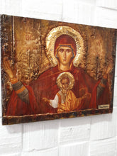 Load image into Gallery viewer, Virgin Mary PLATYTERA OURANON-Jesus Christianity Orthodox Greek Handmade Unique Icon - Vanas Collection