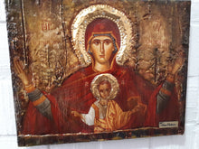 Load image into Gallery viewer, Virgin Mary PLATYTERA OURANON-Jesus Christianity Orthodox Greek Handmade Unique Icon - Vanas Collection