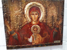 Load image into Gallery viewer, Virgin Mary PLATYTERA OURANON-Jesus Christianity Orthodox Greek Handmade Unique Icon - Vanas Collection