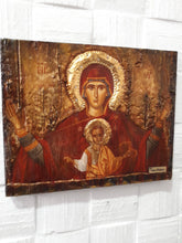 Laden Sie das Bild in den Galerie-Viewer, Virgin Mary PLATYTERA OURANON-Jesus Christianity Orthodox Greek Handmade Unique Icon - Vanas Collection