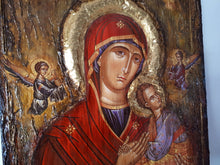 Laden Sie das Bild in den Galerie-Viewer, Virgin Mary with Jesus Christ with two Angel Icon - Greek Orthodox Byzantine Icon - Vanas Collection