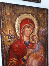 Laden Sie das Bild in den Galerie-Viewer, Virgin Mary with Jesus Christ with two Angel Icon - Greek Orthodox Byzantine Icon - Vanas Collection
