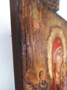 Virgin Mary with Jesus Christ with two Angel Icon - Greek Orthodox Byzantine Icon - Vanas Collection