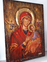 Laden Sie das Bild in den Galerie-Viewer, Virgin Mary with Jesus Christ with two Angel Icon - Greek Orthodox Byzantine Icon - Vanas Collection
