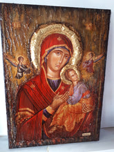 Load image into Gallery viewer, Virgin Mary with Jesus Christ with two Angel Icon - Greek Orthodox Byzantine Icon - Vanas Collection
