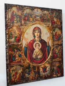 Virgin Mary's and Jesus Christ Icon-Christianity Orthodox Byzantine Greek Icons - Vanas Collection