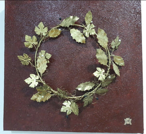 Wreath Handmade Metal Brass Olive Leaves - Vanas Collection