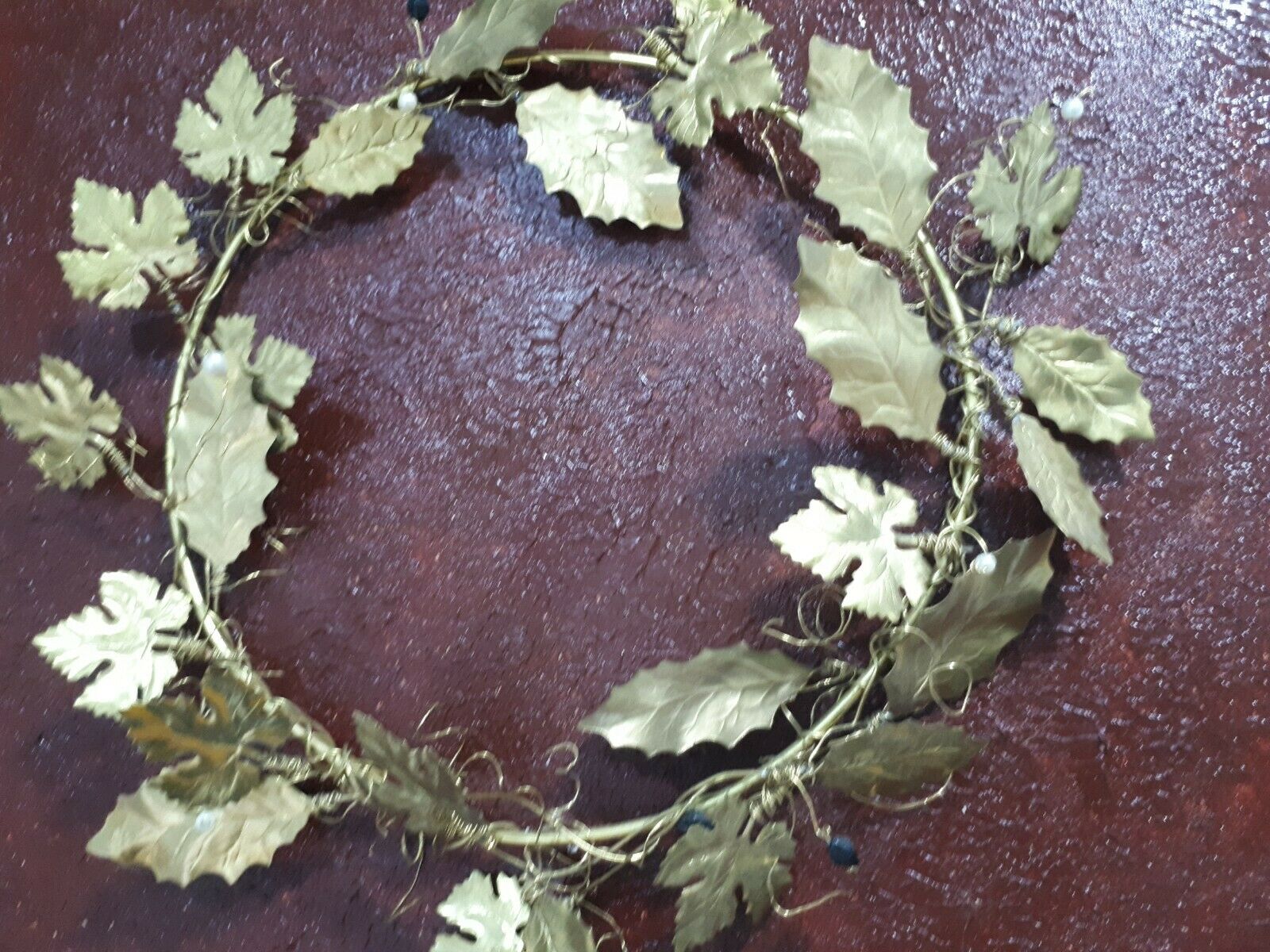 Wreath Handmade Metal Brass Olive Leaves - Vanas Collection